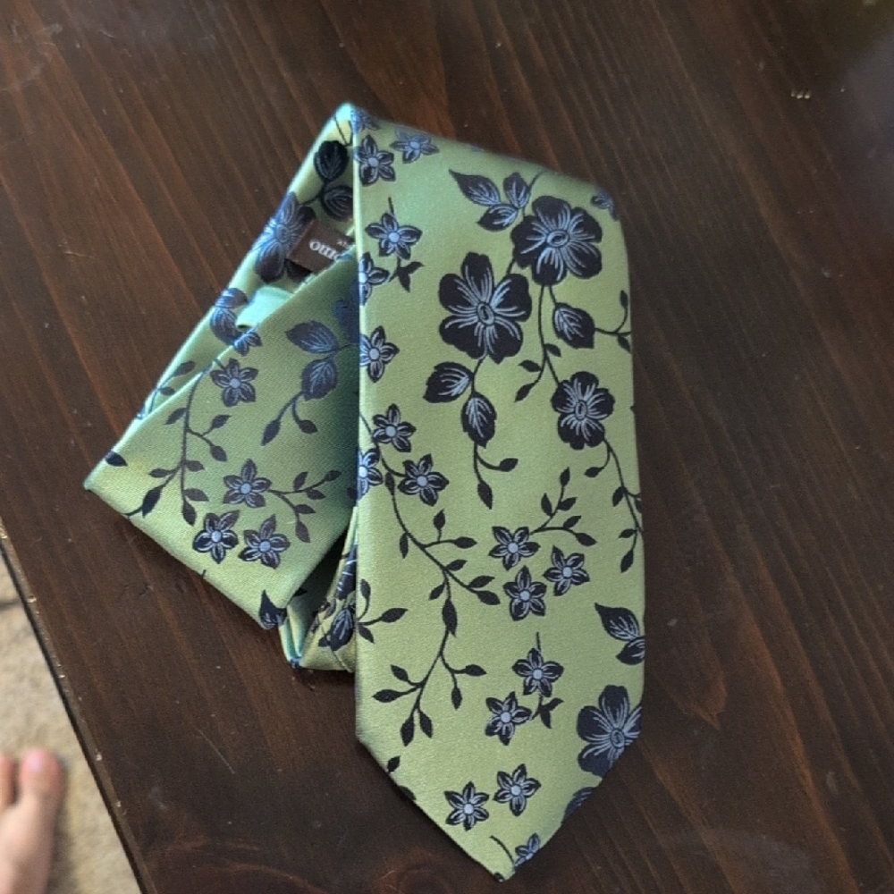 Elizabetta Silvio -  Floral Silk Jacquard Green Tie